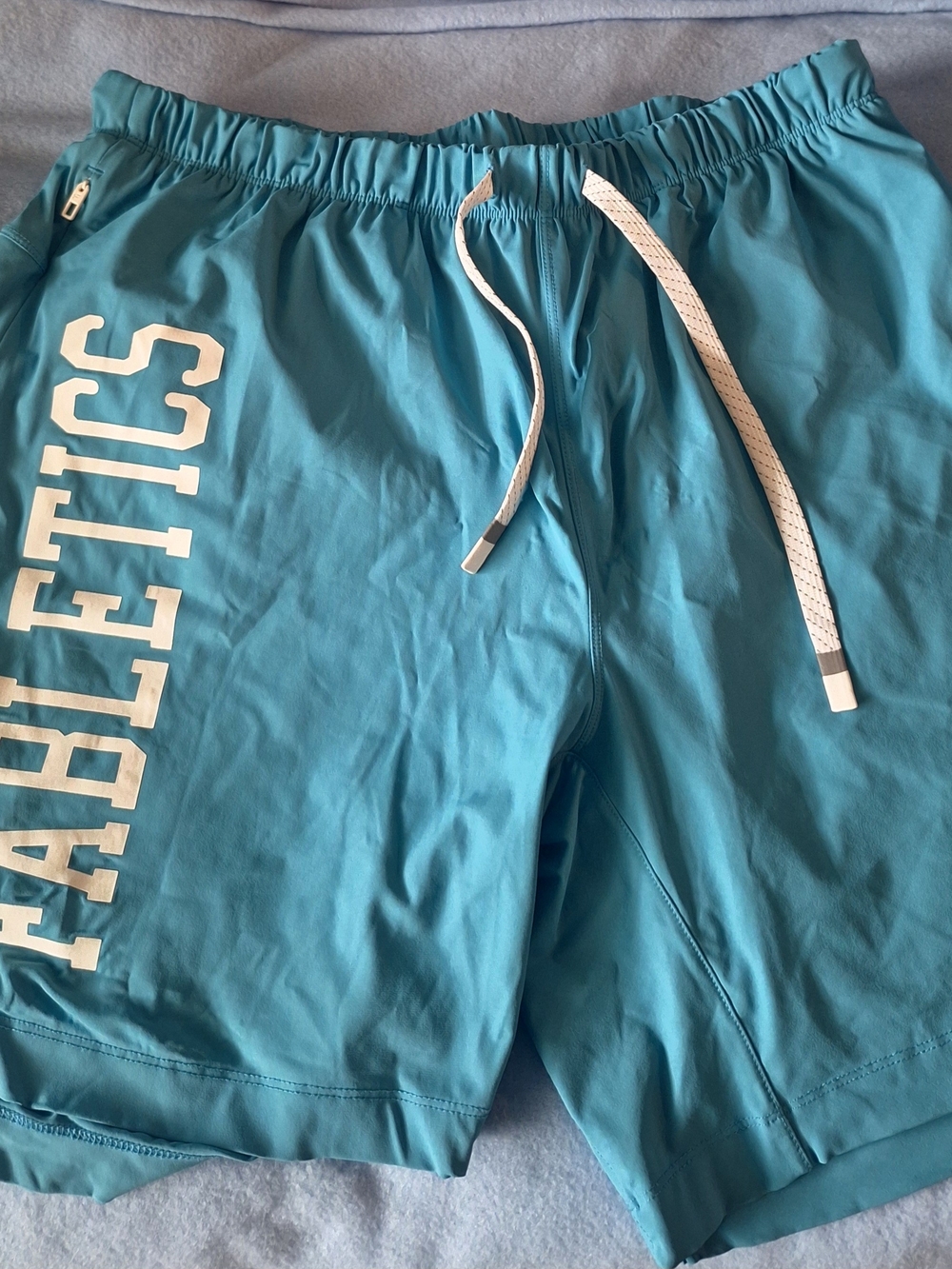 Fabletics Teal Men's Athletic Shorts with White Drawstring